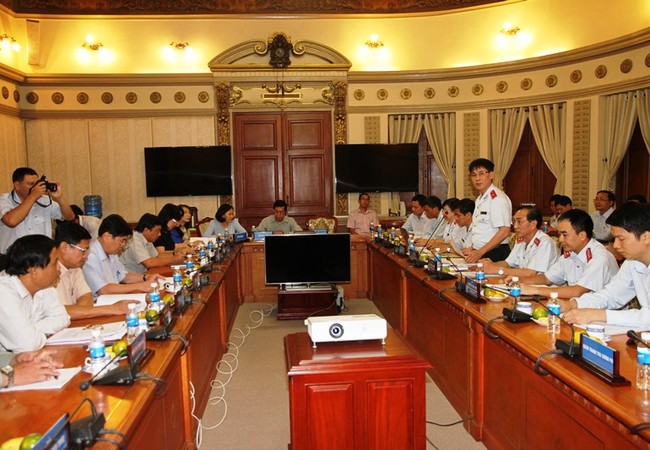 Thanh tra việc chuyển đổi mục đích đất công có vị trí “đắc địa” tại TP. HCM Buổi công bố diễn ra tại trụ sở UBND TP. HCM (Ảnh: Thanhtra.gov.vn)