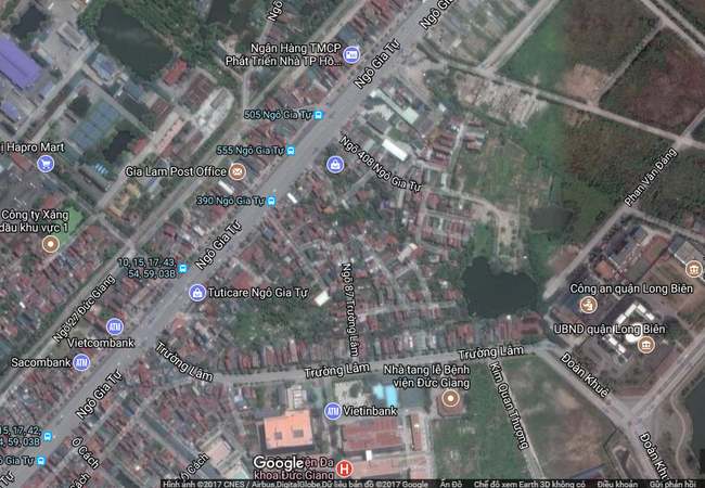 Hà Nội: Điều chỉnh quy hoạch khu đất bên đường Ngô Gia Tự Điều chỉnh cục bộ khu đất số 2 phố Ngô Gia Tự. (Ảnh chụp vệ tinh)