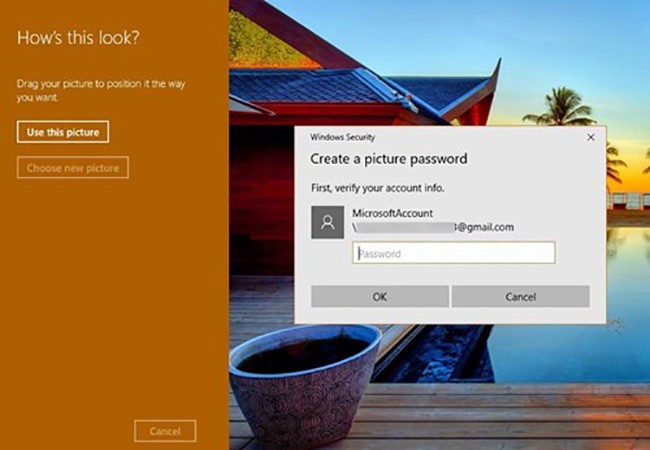 Đăng nhập Windows 10 bằng hình ảnh Ngoài việc sử dụng mật khẩu truyền thống, Windows 10 còn cho phép người dùng xác thực bằng hình ảnh