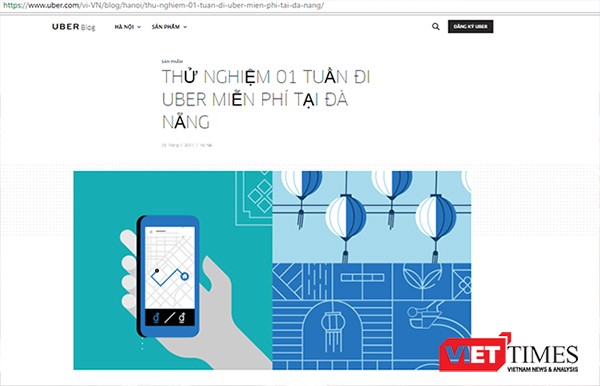 Sau Grab, đến Uber bị Thông tin trên các trang mạng về việc Uber triển khai ứng dụng kết nối hành khách tại Đà Nẵng