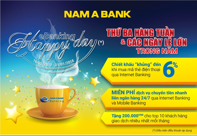 Nam A Bank ưu đãi khủng với chương trình “eBanking Happy Day” Nam A Bank ưu đãi khủng với chương trình "eBanking Happy Day”
