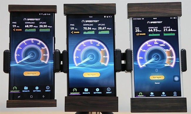 Xuất hiện clip thử nghiệm tốc độ 4G của Bphone 2017 Thử nghiệm tốc độ tải dữ liệu 4G (ảnh trích từ clip)