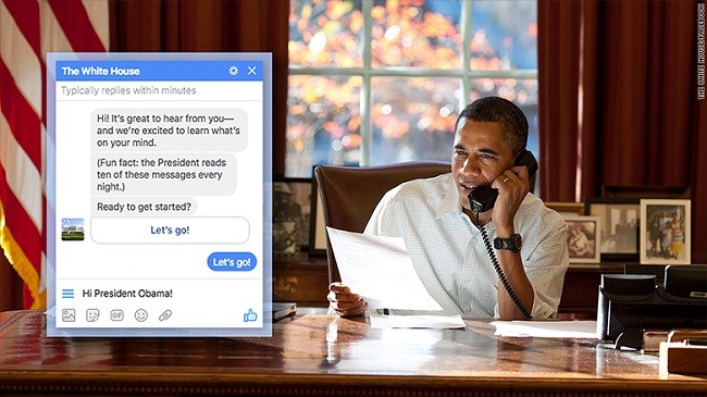 Tổng thống Obama lên Mỗi ngày, ông Obama sẽ trả lời 10 tin nhắn Messenger được gửi đến từ người dân.