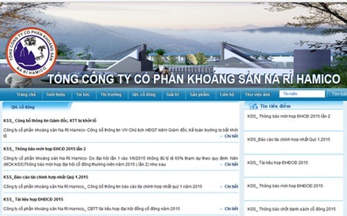 Chủ tịch KSS đã “bán chui” hết cổ phiếu trước khi bị bắt Trang web của Công ty Cổ phần Khoáng sản Na Rì Hamico.