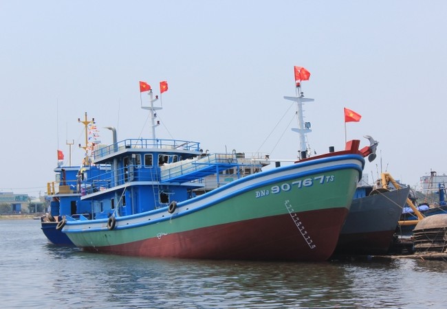 Hạ thủy tàu cá vỏ thép Tàu vỏ thép hành nghề lưới rê đầu tiên tại Đà Nẵng được hạ thủy sáng nay. Ảnh: Tấn Việt.