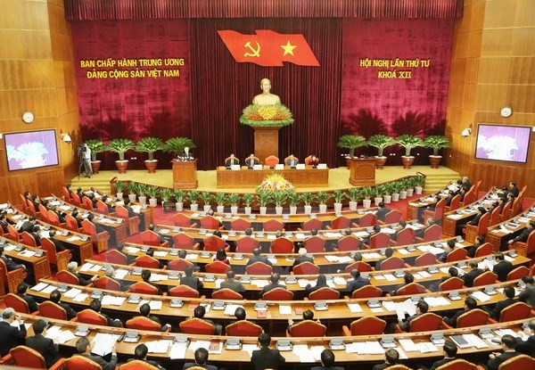 Khai mạc Hội nghị T.Ư 4: Tăng cường chỉnh đốn Đảng, đẩy mạnh tái cơ cấu nền kinh tế Toàn cảnh khai mạc Hội nghị. (Ảnh: Trí Dũng/TTXVN)