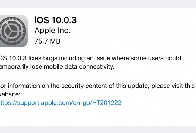Apple tung bản cập nhật iOS 10.0.3 sửa lỗi mất 3G trên iPhone 7 và 7 Plus Ảnh minh họa. Nguồn Internet