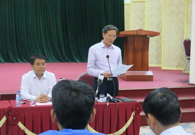 Hà Nội quyết định thanh tra toàn bộ đất tại Miếu Môn 45 ngày Chủ tịch UBND thành phố Hà Nội Nguyễn Đức Chung tại cuộc họp. Ảnh: Tuổi trẻ