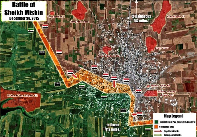 Quân đội Syria nỗ lực chiếm hoàn toàn thành phố Sheikh Miskeen Quân đội Syria nỗ lực chiếm hoàn toàn thành phố Sheikh Miskeen