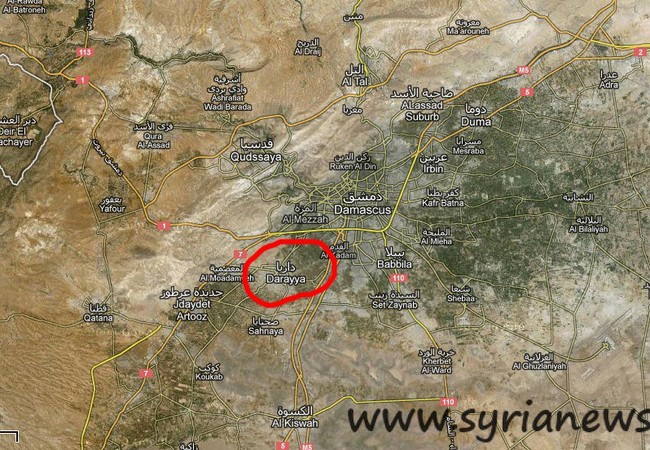 Quân đội Syria vây lấn thành phố Darayya ngoại vi Damascus Quân đội Syria vây lấn thành phố Darayya ngoại vi Damascus