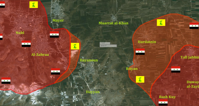 Quân đội Syria tiến sát đến hai thị trấn bị vây khốn ở Bắc Aleppo Bản đồ chiến sự Bắc Aleppo cuối ngày 02.02.2016
