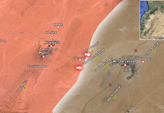 Quân đội Syria đánh chiếm nhiều ngọn đồi xung quanh thành phố Quraytayn tỉnh Homs Quân đội Syria đánh chiếm nhiều ngọn đồi xung quanh thành phố Quraytayn tỉnh Homs