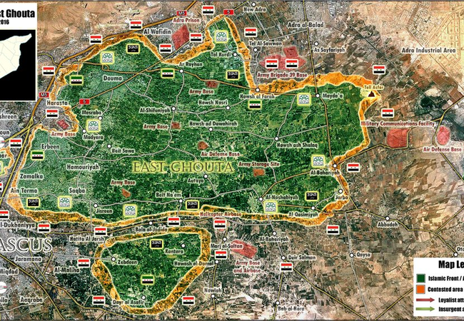 Lực lượng Al-Nusra bị bao vây, chia cắt ở Đông Ghouta, Damascus Lực lượng Al-Nusra bị bao vây, chia cắt ở Đông Ghouta, Damascus