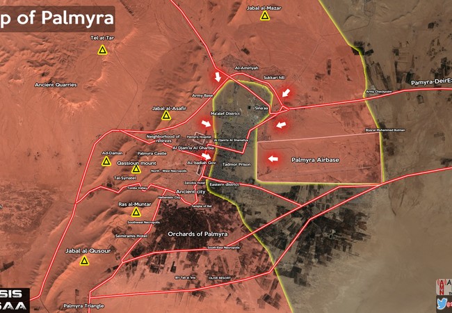 Quân đội Syria tấn công sân bay Palmyra, IS bắt đầu tháo lui Quân đội Syria tấn công sân bay Palmyra, IS bắt đầu tháo lui