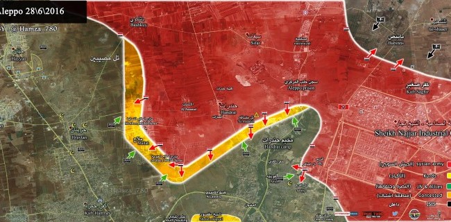 Lực lượng Tigers tấn công dữ dội vào khu trang trại phía nam Al-Malaah Bản đồ chiến sự Bắc Aleppo