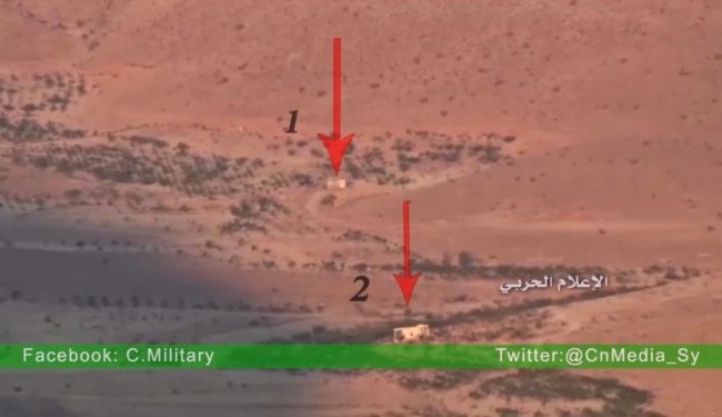 Lực lượng Hezbollah tiêu diệt 2 thủ lĩnh cao cấp IS ở Al-Qaa, Lebanon Vị trí hai ngôi nhà bị tên lửa chống tăng ATGM phá hủy