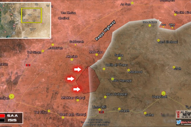 Quân đội Syria tấn công tuyến đường ống dẫn dầu IS tại tỉnh Hama Bản đồ chiến sự trên miền Đông tỉnh Hama