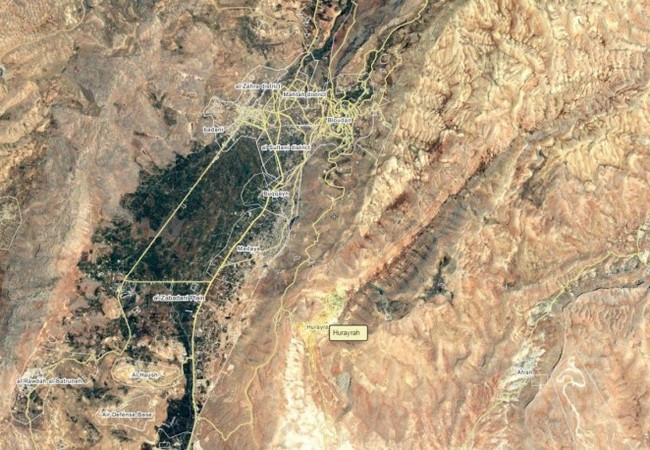 Quân đội Syria tấn công lực lượng Al-Nusra trên dãy núi Qalamoun Bản đồ địa bàn khu vực thị trấn Hurayrah trên dãy núi Qalamoun