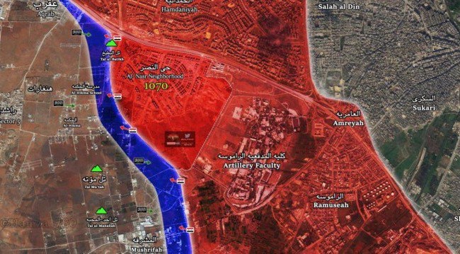 Quân đội Syria phản kích, tiêu diệt nhiều phần tử cực đoan ở Aleppo(video) Bản đồ chiến sự thành phố Aleppo cuối ngày 01.07.2016