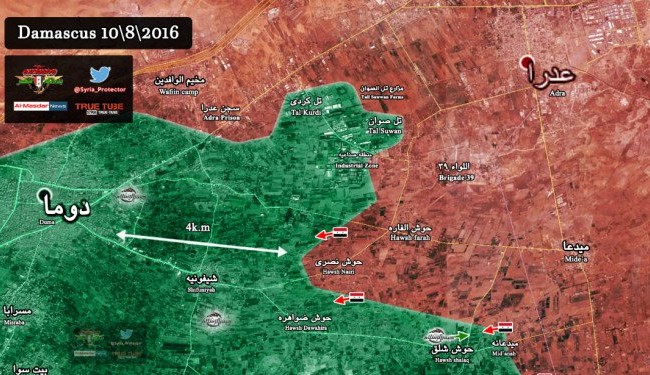 Quân đội Syria đánh chiếm làng Hawsh Nasri, Đông Ghouta ngoại ô Damascus (video) Bản đồ chiến sự khu vực Đông Ghouta