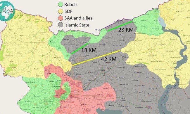 Quân Thổ Nhĩ Kỳ tiến công, chiến sự Syria leo thang ác liệt Bản đồ tình hình chiến sự Aleppo, khu vực Thổ Nhĩ Kỳ và người Kurd