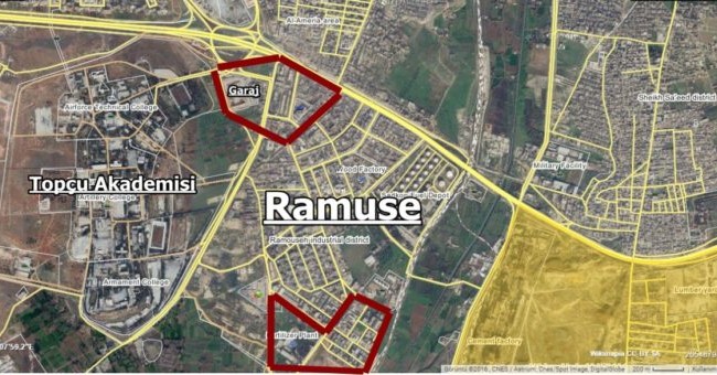 Quân đội Syria tấn công dữ dội vào Aleppo (Video) Các khu vực quân đội Syria tấn công trên quân Ramousah