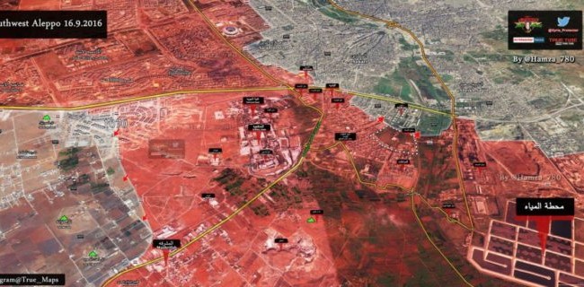 Quân đội Syria bắt đầu chiến dịch truy quét phiến quân Hồi giáo ở Đông Aleppo Bản đồ chiến sự thành phố Aleppo kể từ ngày 16.09.2016