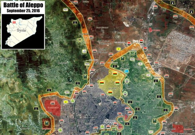 Video: Chiến trường Aleppo những ngày bão lửa cuối tháng 9 Bản đồ tổng quan chiến sự thành phố Aleppo tính đến ngày 25.09.2016