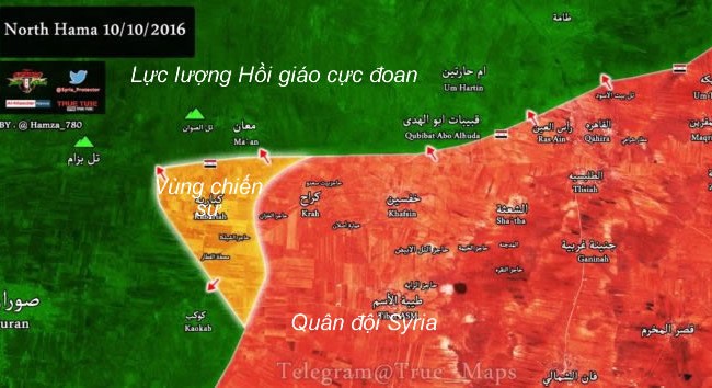 Quân đội Syria mở rộng tấn công trên vùng nông thôn miền Bắc tỉnh Hama - VIDEO Bản đồ chiến sự tỉnh Hama.
