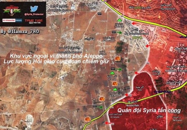 Video: Quân đội Syria, Hezbollah tấn công nam Aleppo Bản đồ chiến sự thành phố Aleppo ngày 23.10.2016