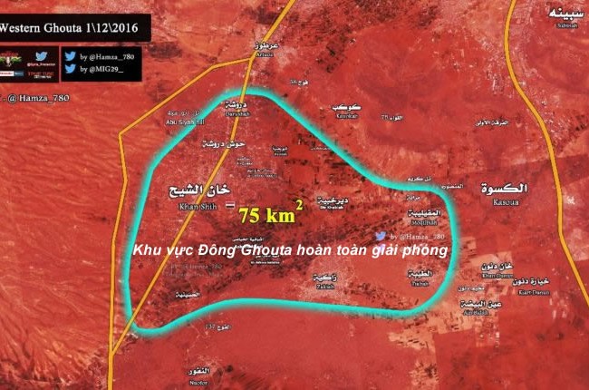 Quân đội Syria “dọn sạch” phiến quân vùng ngoại ô Damascus, dập tắt ảo vọng lật đổ (video) Sơ đồ cuối cùng của vùng chiến sự Tây Ghouta nổi tiếng ngoại ô Damascus