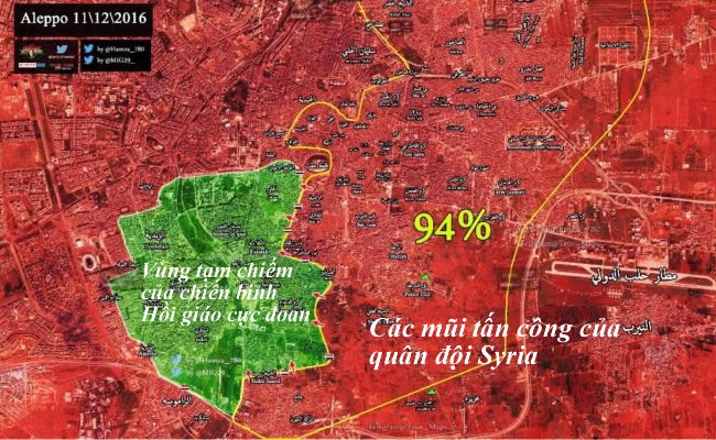 Video: Quân đội Syria tấn công ác liệt, chiếm 94% đông Aleppo Quân đội Syria giành được 94% diện tích các khu phố tạm bị chiếm ở Aleppo
