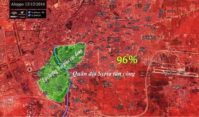 Chiến sự Aleppo: Phiến quân thánh chiến tuyệt đường phải đầu hàng - VIDEO Tình hình chiến sự Aleppo tính đến ngày 12.12.2016