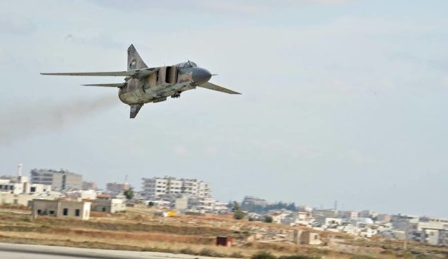 Quân đội Syria đánh lui IS tấn công sân bay chiến lược tỉnh Homs (video) Máy bay chiến đấu của Syria cất cánh từ sân bay T-4 tỉnh Homs