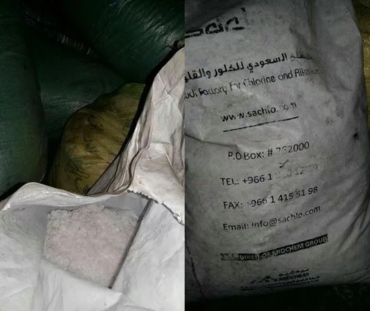 Quân đội Syria phát hiện kho chất độc hóa học lớn ở Aleppo Các bao chất độc Clo tìm thấy ở Aleppo