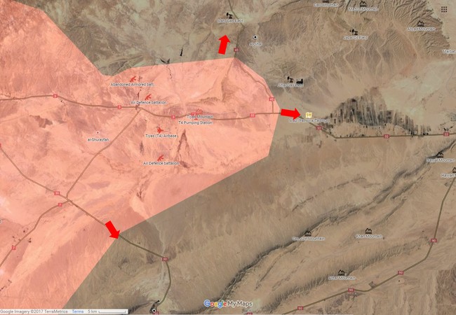 Chùm video chiến sự: Quân đội Syria mở rộng tấn công trên miền Đông tỉnh Homs Chiến trường Palmyra, các hướng tấn công chính của quân đội Syria, bắt đầu từ khu vực sân bay quân sự T-4 Tyas