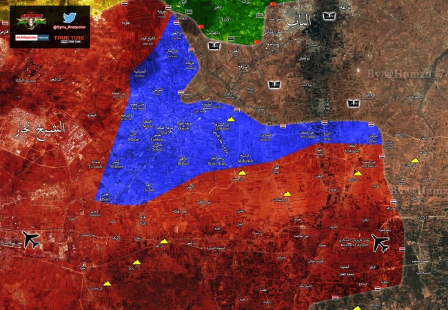 “Hổ Syria” quét sạch IS, chiếm 30 làng phía đông Aleppo Vùng màu xanh là vùng lãnh thổ lực lượng Tigers đã giải phóng trong 3 tuần qua