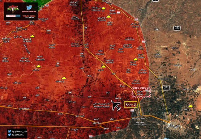 Trận chiến đông Aleppo: “Hổ Syria” chiếm cứ điểm IS, sắp tấn công thị trấn chiến lược Cao điểm chiến lược Humaymah vừa giải phóng gần sân bay Kuweires, đông Aleppo