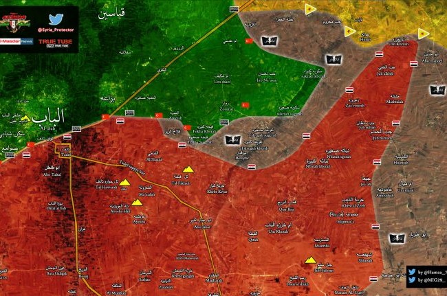 Quân đội Syria đập tan ý đồ chiến lược của Thổ Nhĩ Kỳ, áp sát chiến tuyến người Kurd (video) Chiến trường phía đông thành phố Aleppo tính đến ngày 27.02.2017