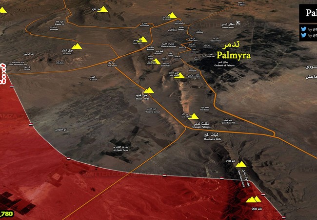 Chiến sự Palmyra: Quân đội Syria hình thành thế bao vây thành cổ (video) Quân đội Syria đánh chiếm núi Jabbal Hayya, hình thành thế bao vây thành phố cổ Palmyra