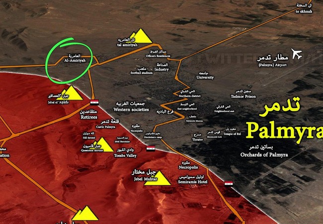 Chiến sự Palmyra: Quân đội Syria đè bẹp IS giải phóng thành cổ (video) Bản đồ trận tiến công cuối cùng của quân đội Syria vào Palmyra