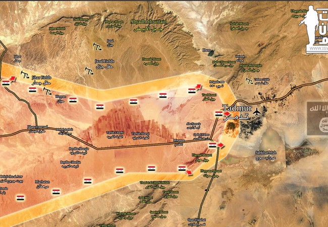 Chiến sự Palmyra: Trực thăng Nga càn quét, quân đội Syria tung đòn quyết định tái chiếm thành cổ (chùm video) Bản đồ chiến sự Palmyra ngày 01.03.2017