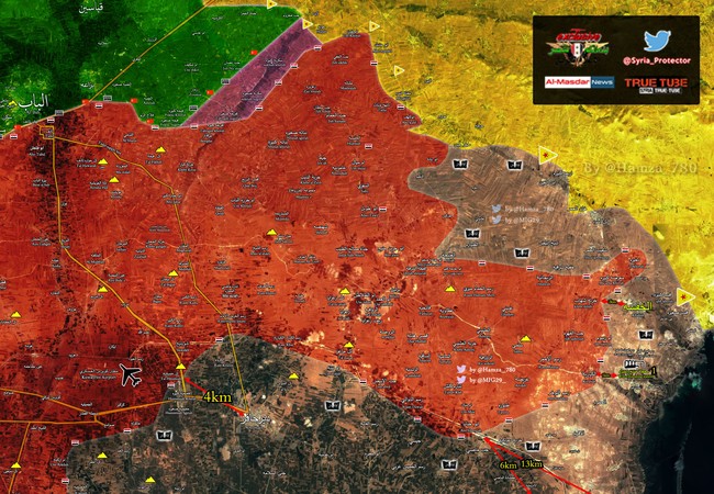 Chiến cuộc Syria: Quân Assad dẹp IS phá trận Thổ Nhĩ Kỳ, chiếm 850 Km2 lãnh thổ Bản đồ chiến sự vùng nông thôn phía đông Aleppo tính đến ngày 07.03.2017