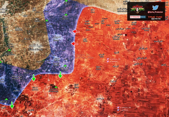 Không quân Nga càn quét, “Hổ Syria” phản kích phiến quân tại Hama (video) Bản đồ chiến sự vùng nông thôn miền Bấc Hama