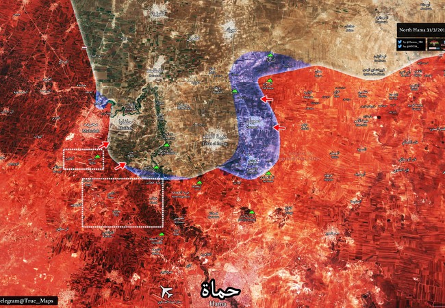 Quân đội Syria đánh chiếm liên tiếp 6 địa bàn phiến quân ở chiến trường Hama Chiến trường vùng nông thôn phía đông Hama, ngày 31.03.2017