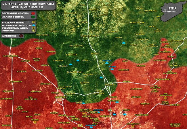 “Hổ Syria” lại lập công tái chiếm 2 địa bàn phiến quân ở Hama Toàn cảnh chiến trường Hama tính đến 10.04.2017