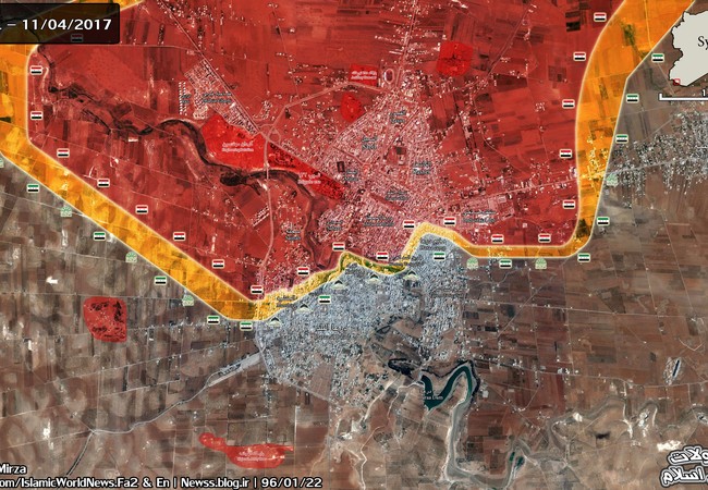 Lính Syria phục kích nổ tung xe phiến quân (video) Bản đồ chi tiết vùng chiến sự quận Al – Manshiya thuộc thành phố Daraa