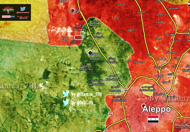 Quân đội Syria thắng trận tại Aleppo, thất bại ở Daraa (video) Bản đồ chiến sự phía tây thành phố Aleppo