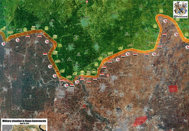 Chiến sự Syria: Quân Assad dồn dập đánh chiếm cứ địa phiến quân tại Hama (video) Tình hình chiến sự thành phố Hama tính đến ngày 24.04.2017
