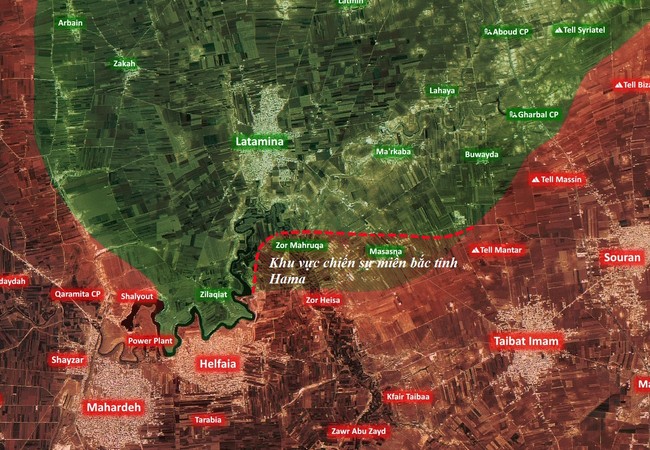 Không quân Nga hủy diệt trại khủng bố, quân đội Syria đập tan tấn công thánh chiến (video) Khu vực chiến sự trong cuộc phản công trên miền bắc tỉnh Hama